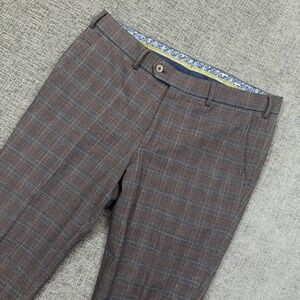 Meyer Dress Pants Mens‎ 36x28 Brown Window Pane Wool Blend Bonn New York Pleated